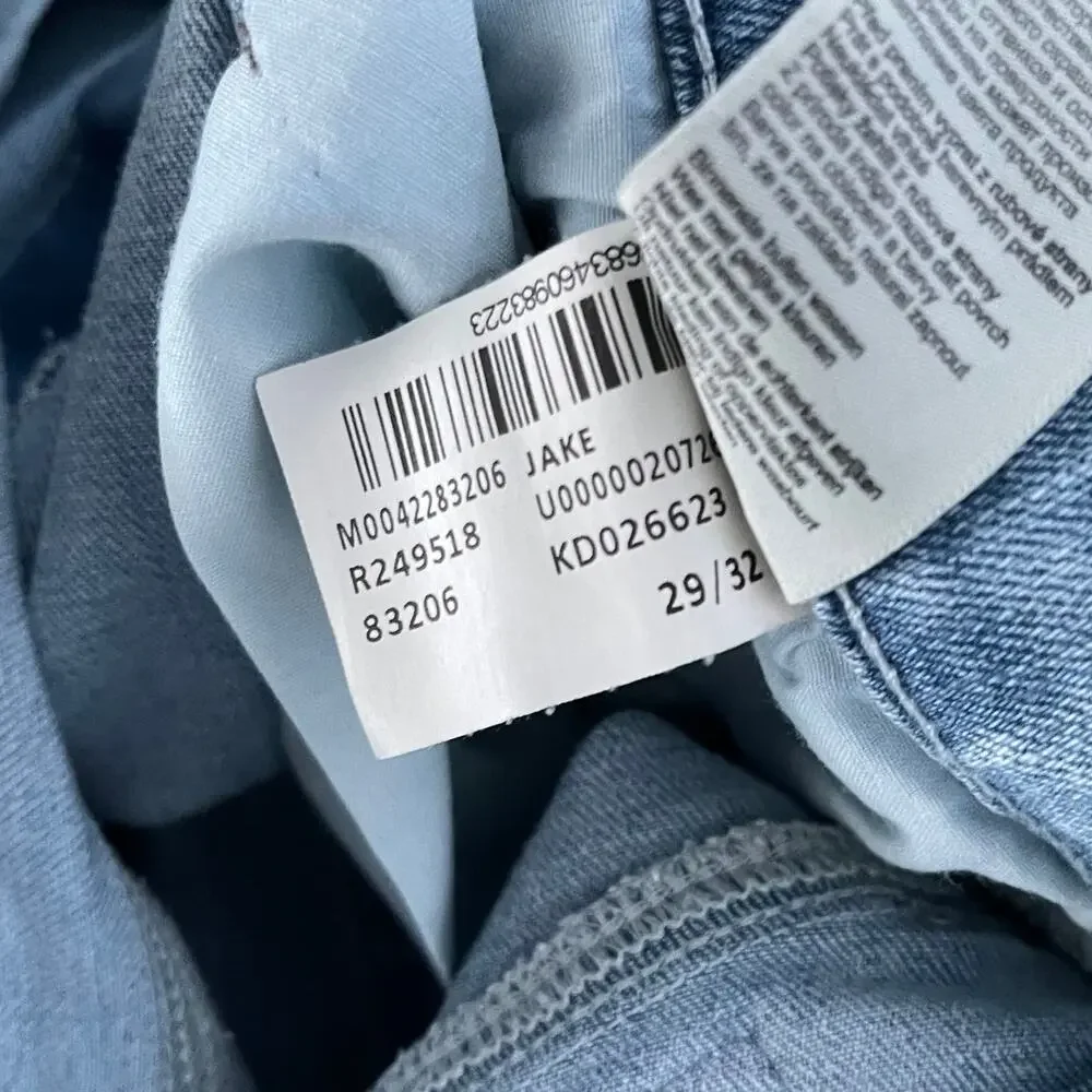 Mavi Jake Slim Jeans Mens 29x32 Light Wash Distressed Blue Denim actual 29x31